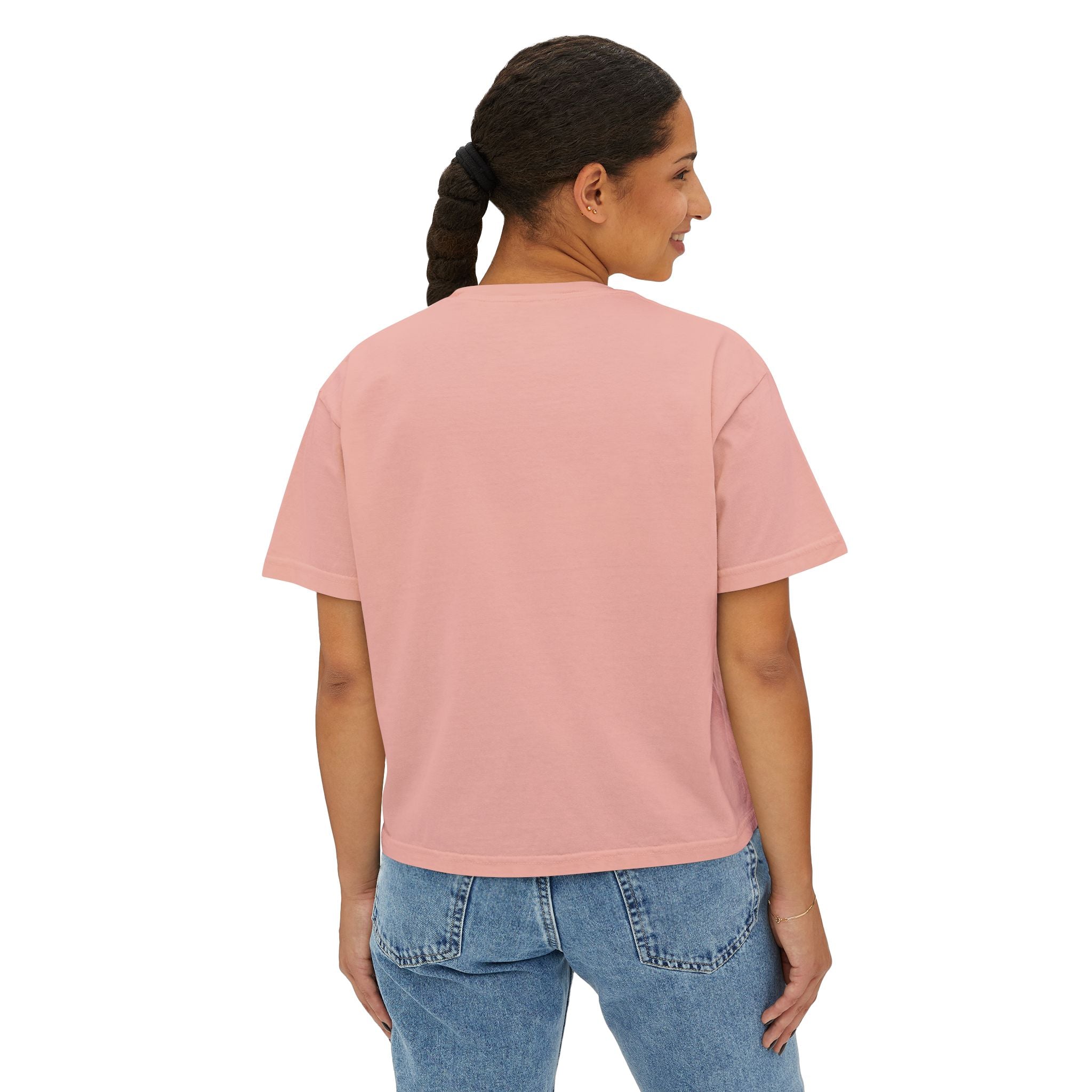 Sadie Lane Boutique Checkered Boxy Tee — Women’s Vintage Logo Crop Shirt
