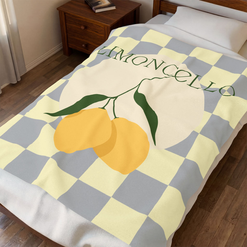 Refreshing Lemon Velveteen Plush Blanket — Citrus Throw for Cozy Home & Gift