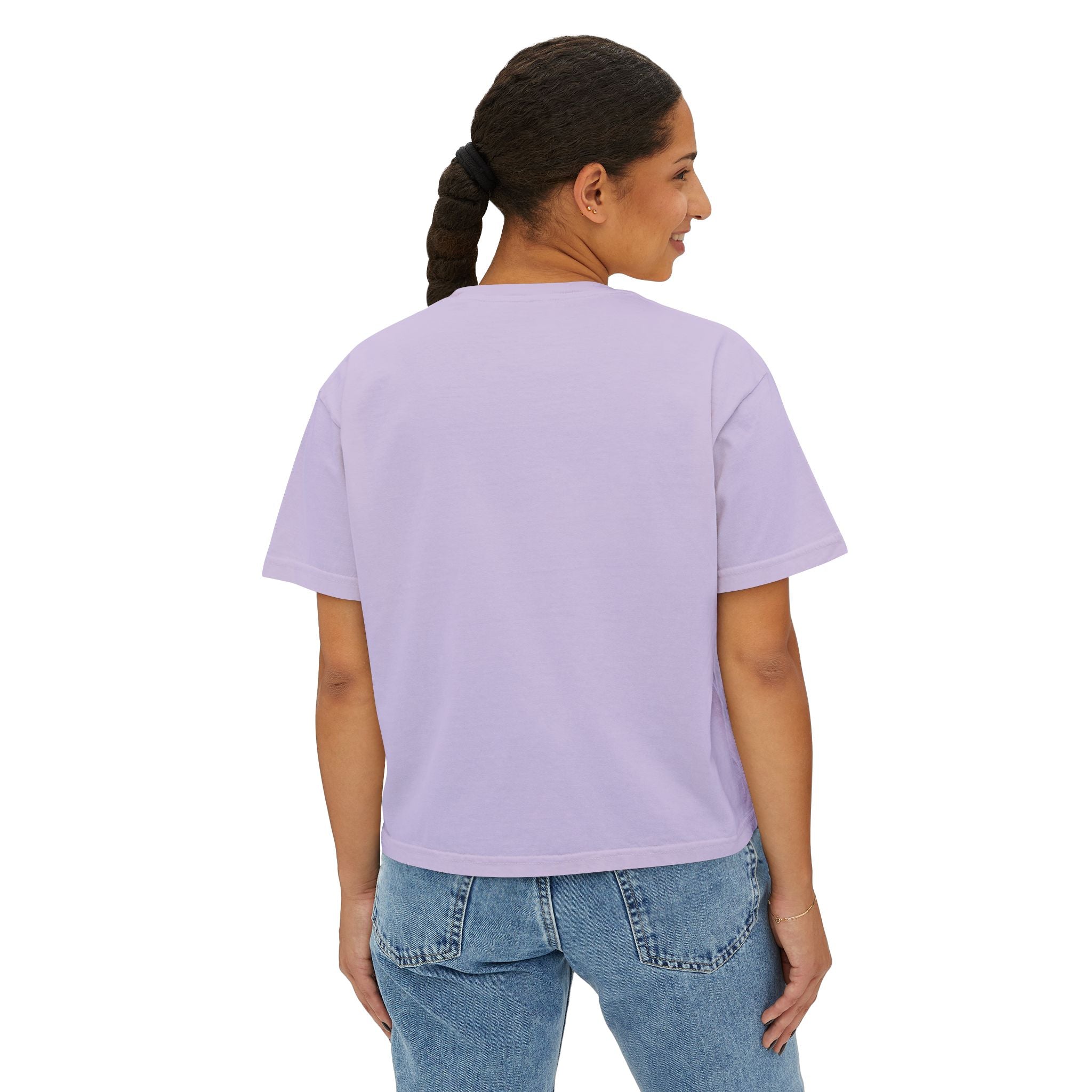Sadie Lane Boutique Checkered Boxy Tee — Women’s Vintage Logo Crop Shirt
