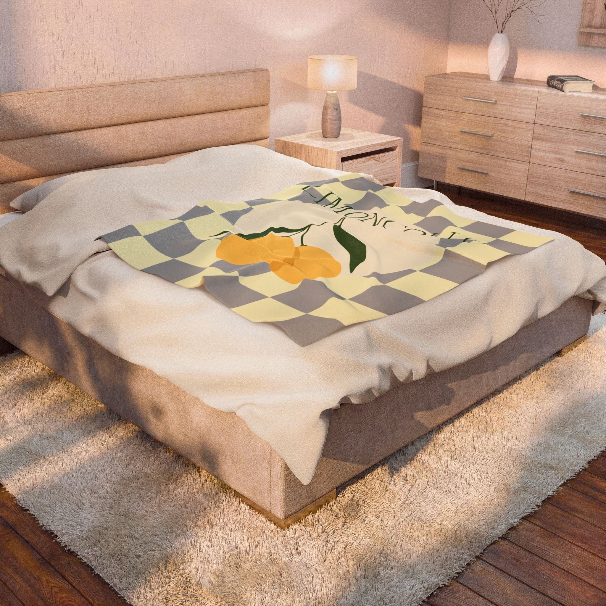 Refreshing Lemon Velveteen Plush Blanket — Citrus Throw for Cozy Home & Gift