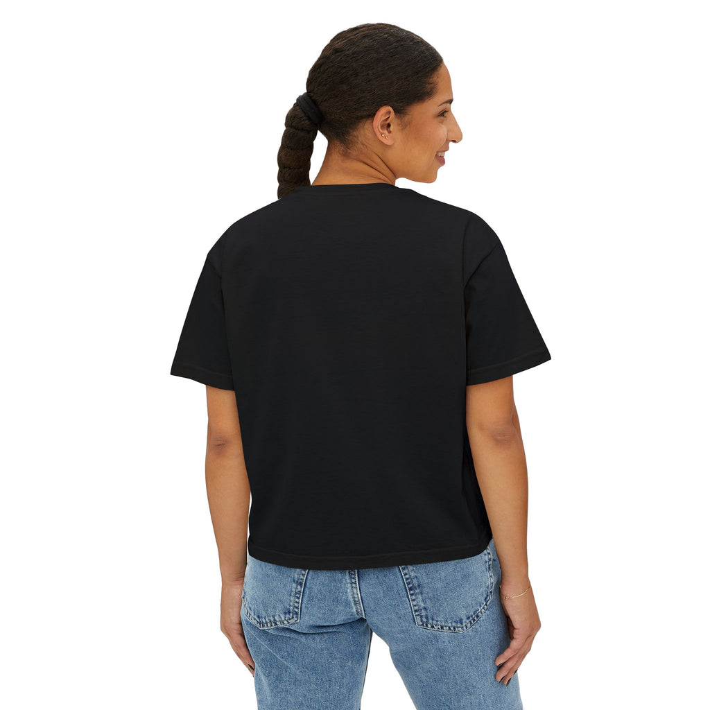 Sadie Lane Boutique Checkered Boxy Tee — Women’s Vintage Logo Crop Shirt